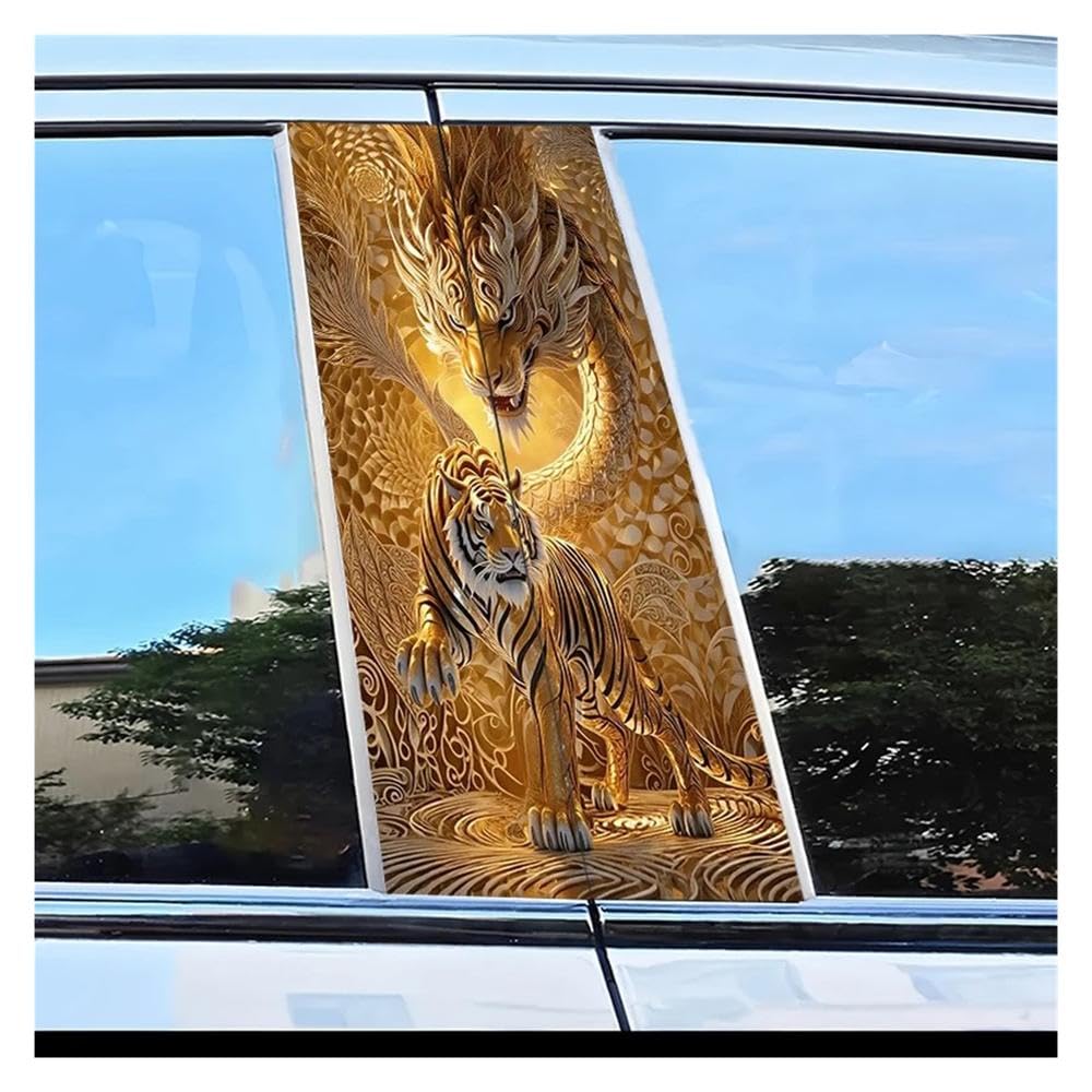 Body Parts 2pcs Car Center Pillar Protection Stickers Dragon and Tiger Pattern Scratch Resistant Film