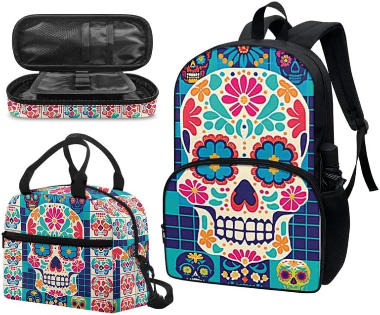 Puppy Footprint Backpack 3 Piece Schoolbag/Colorful Dog Paw Cat Paw Crossbody Lunch Bag/Pencil Bag Set Fit for Kids Boys Girls Travel Laptop Backpack