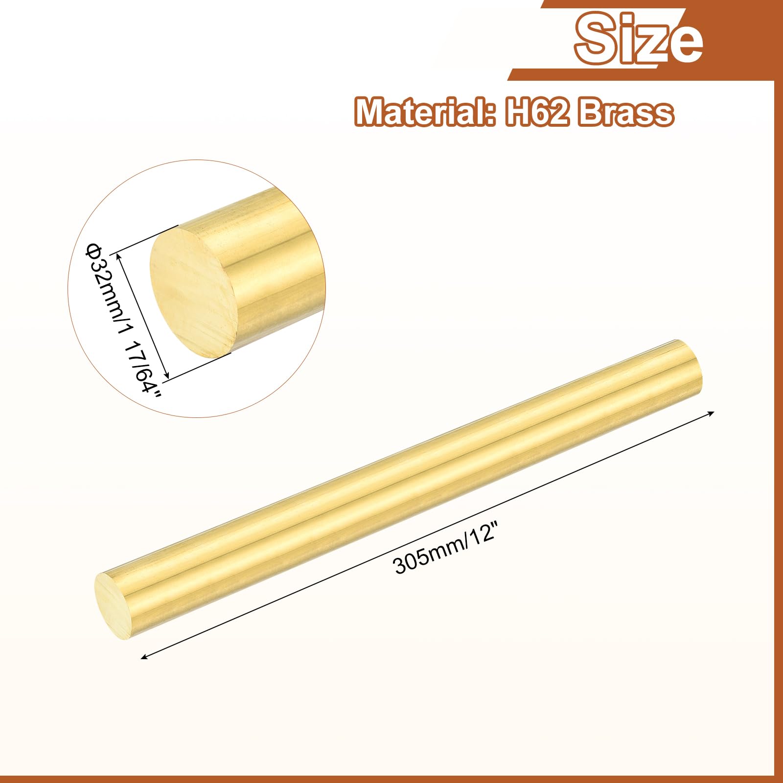 QUARKZMAN 1 17/64"(32mm Diam Astone Tondo Massiccio In Ottone Barra Tornio