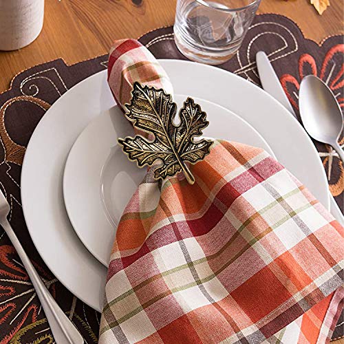 STMK Set of 6 Maple Leaf Napkin Rings, Fall Napkin Rings, Vintage Alloy Napkin Holder for Fall Thanksgiving Day Fall Theme Party Autumn Table Decoration (6) - Thumbnail 6