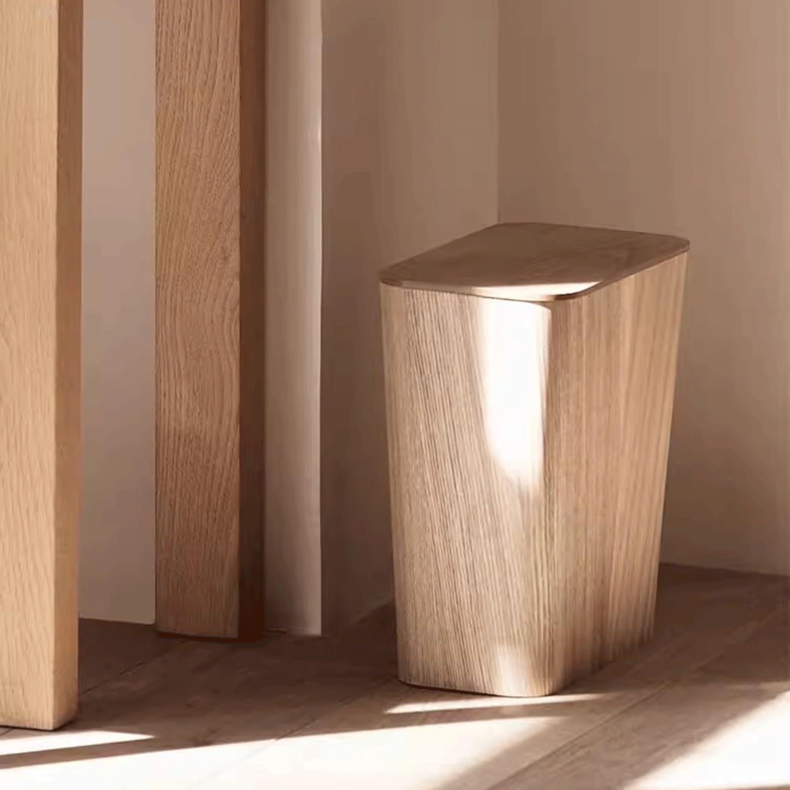 Cestino per rifiuti da interno Pattumiera for soggiorno in legno in stile cinese retrò, semplice pattumiera for bagno domestico, cestino for carta igienica grande con coperchio bacinelle per cucina(Pi