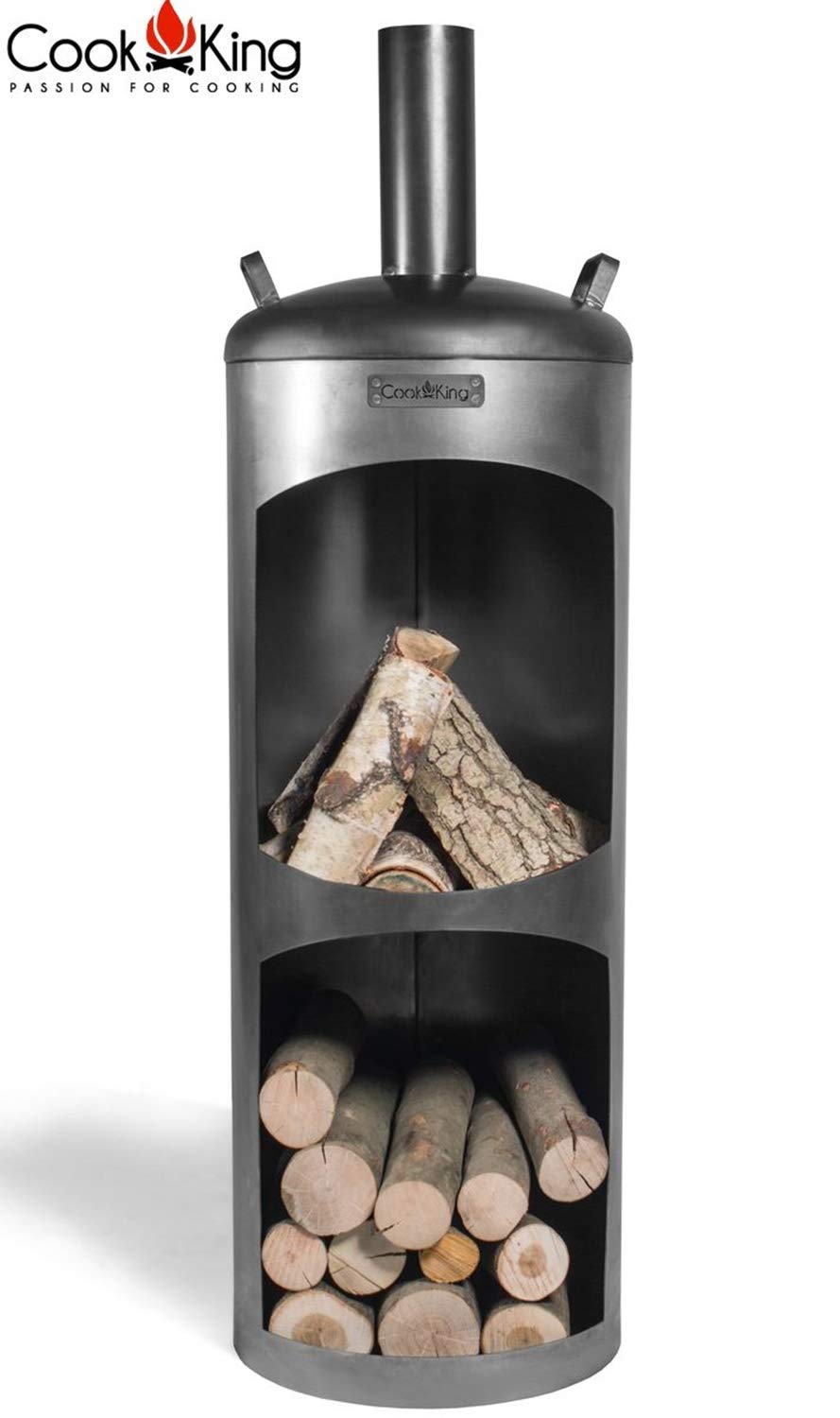 Gartenkamin Faro Gartenofen H 158 cm zum Heizen und Grillen Terrassenofen aus Naturstahl Kamin Ofen CookKing