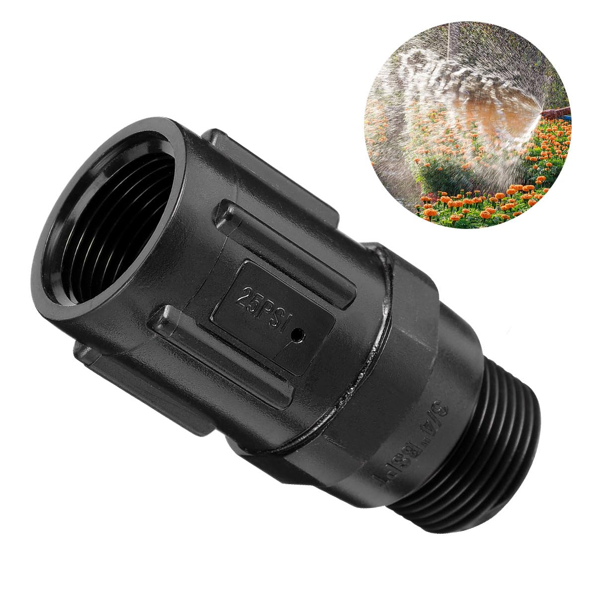 VILLCASE Régulateur de Pression D'eau 3/4 Pouce Régulateur 25 Psi pour Système D'irrigation à Farm Park Farm (Noir)