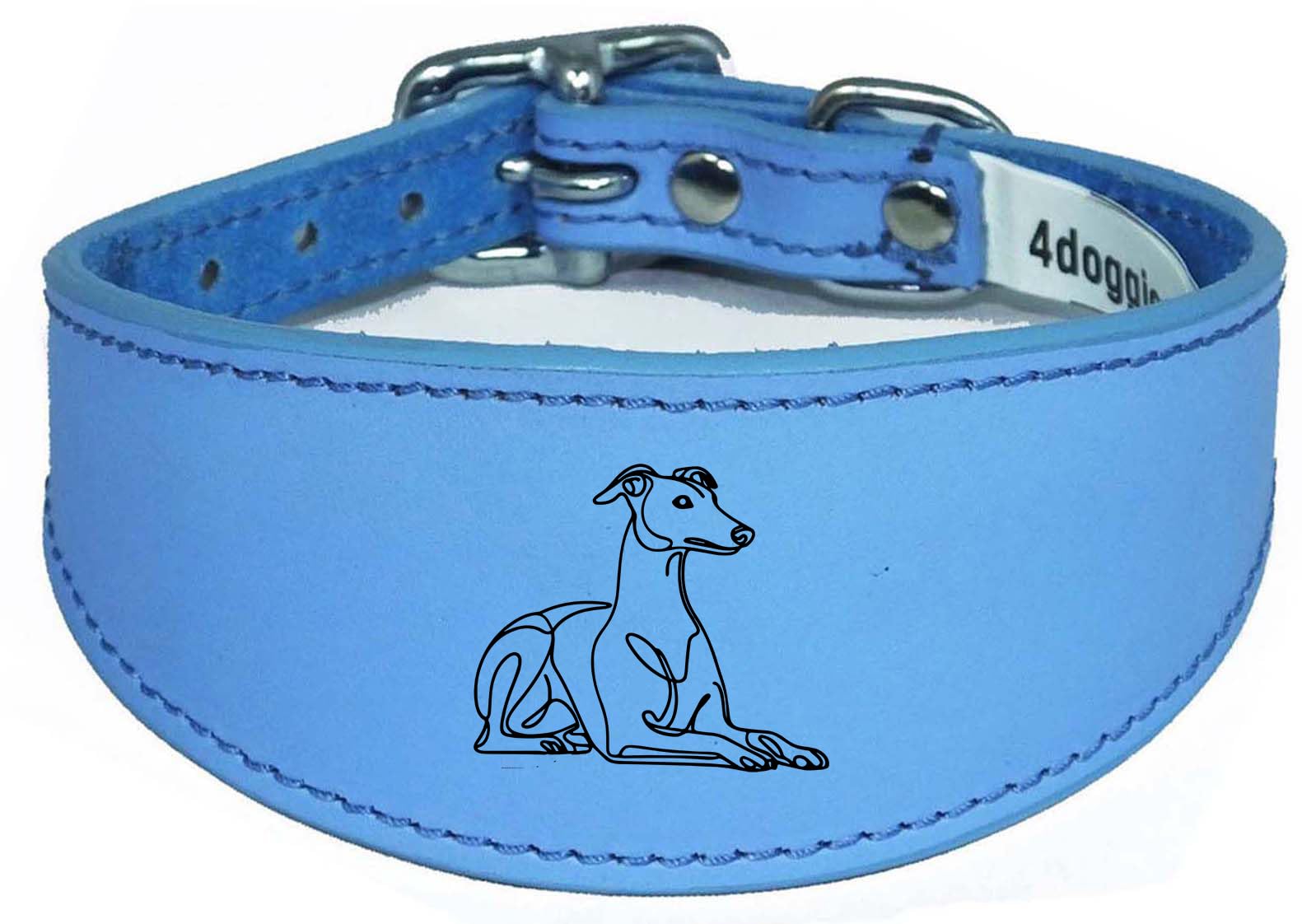 Sighthound Collar, Luxury Padded Leather, Handmade, for Greyhound and Whippet NL32