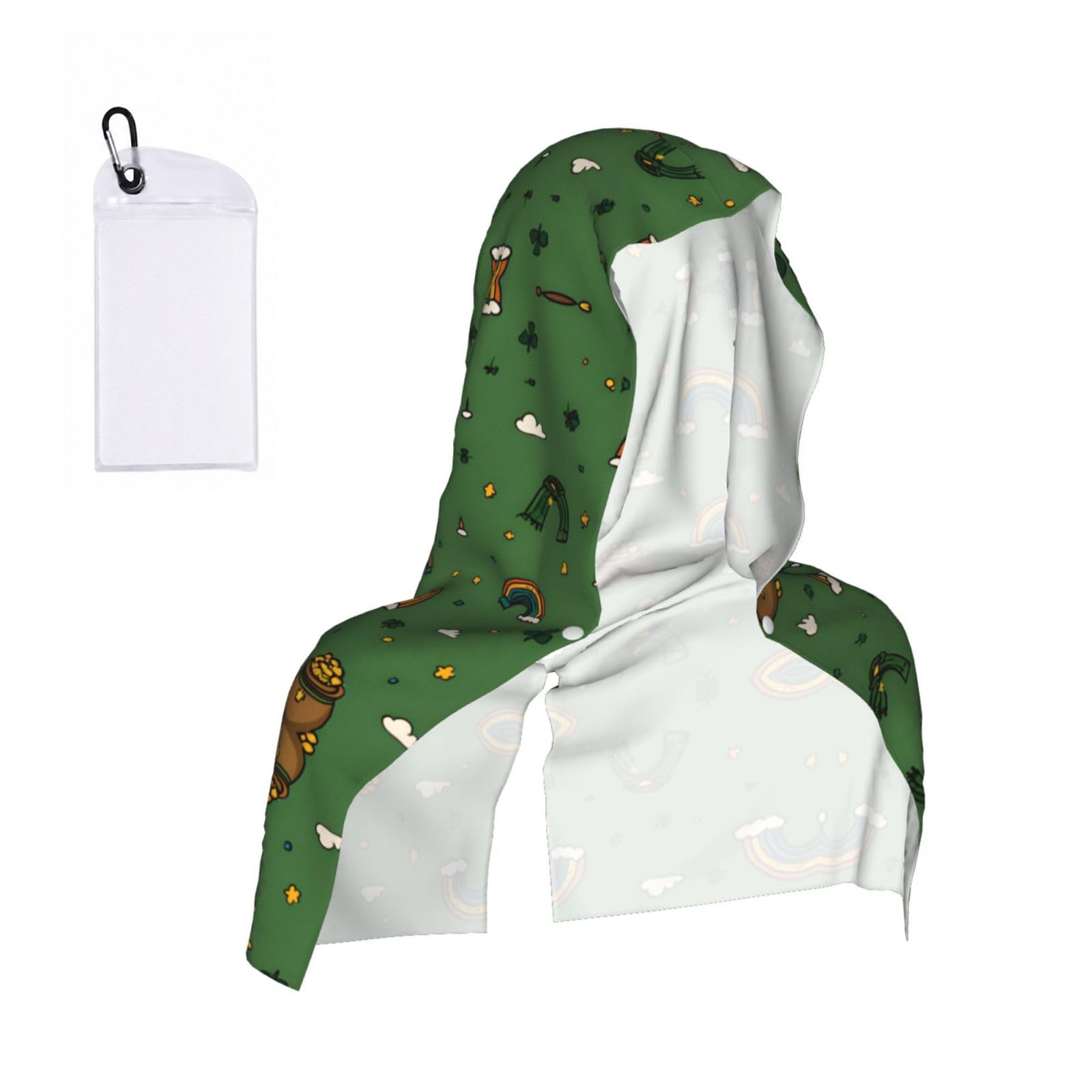 MLTRFGJ Cartoon Rainbow Print Cool Hooded Towels And Keep Them Cool For Several Hours.