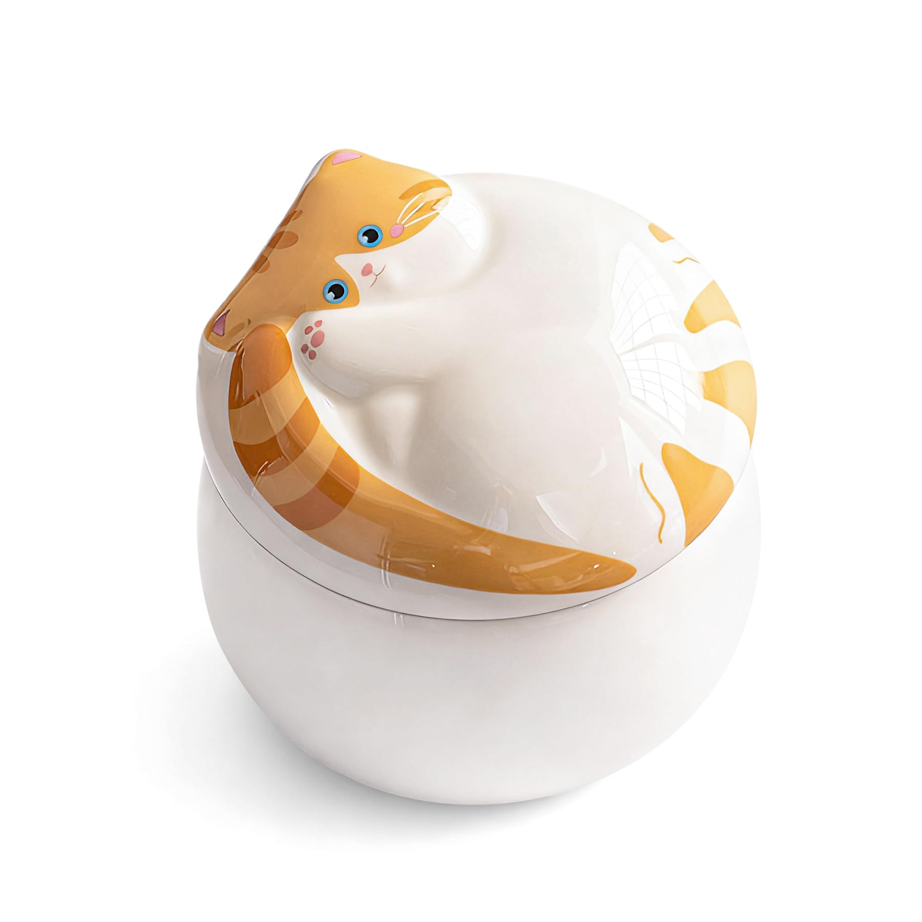 sturion Ceramic Cat Memorial Urn – Pet Urn for Cat Ashes, Ceramic Pet Keepsake, Forever in Our Hearts, Remembrance Box for Small to Medium Cats,Ginger