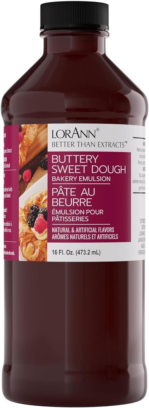 Lorann Oils Buttery Sweet Dough Bakery Emulsion: Authentic Sweet Dough Taste, Ideal for Amplifying Sweet Bready Notes in Baked Goods, Gluten-Free, Keto-Friendly, Sweet Dough Flavoring Essential