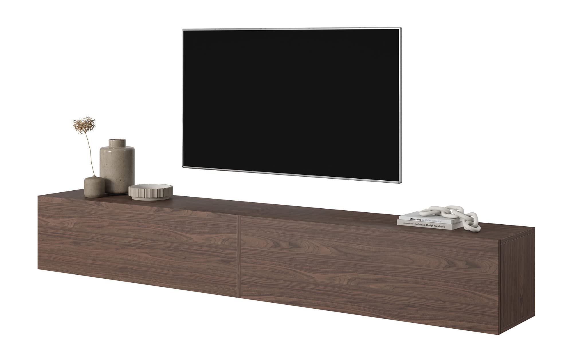 Selsey TV Schrank Board Sideboard Fernsehtisch Fernsehschrank 200 cm Hängend Walnuss Bisira