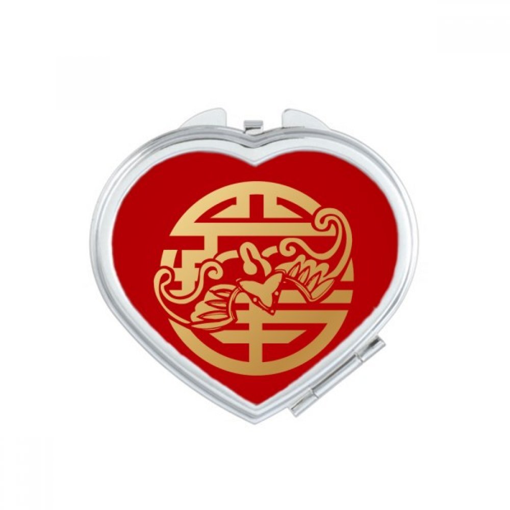 Miroir compact portable rond avec motif animal de style Chine pour maquillage quotidien