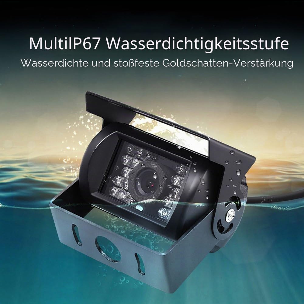 Camecho Rückfahrkamera 4 Pin Aviation Stecker IR Nachtsicht Keine Hilfslinie Ohne Ändern der Farbe wasserdichte Rückfahrkamera Für Bus/Wohnmobil/LKW/Auflieger/Auto Heavy Duty 12 V-24 V
