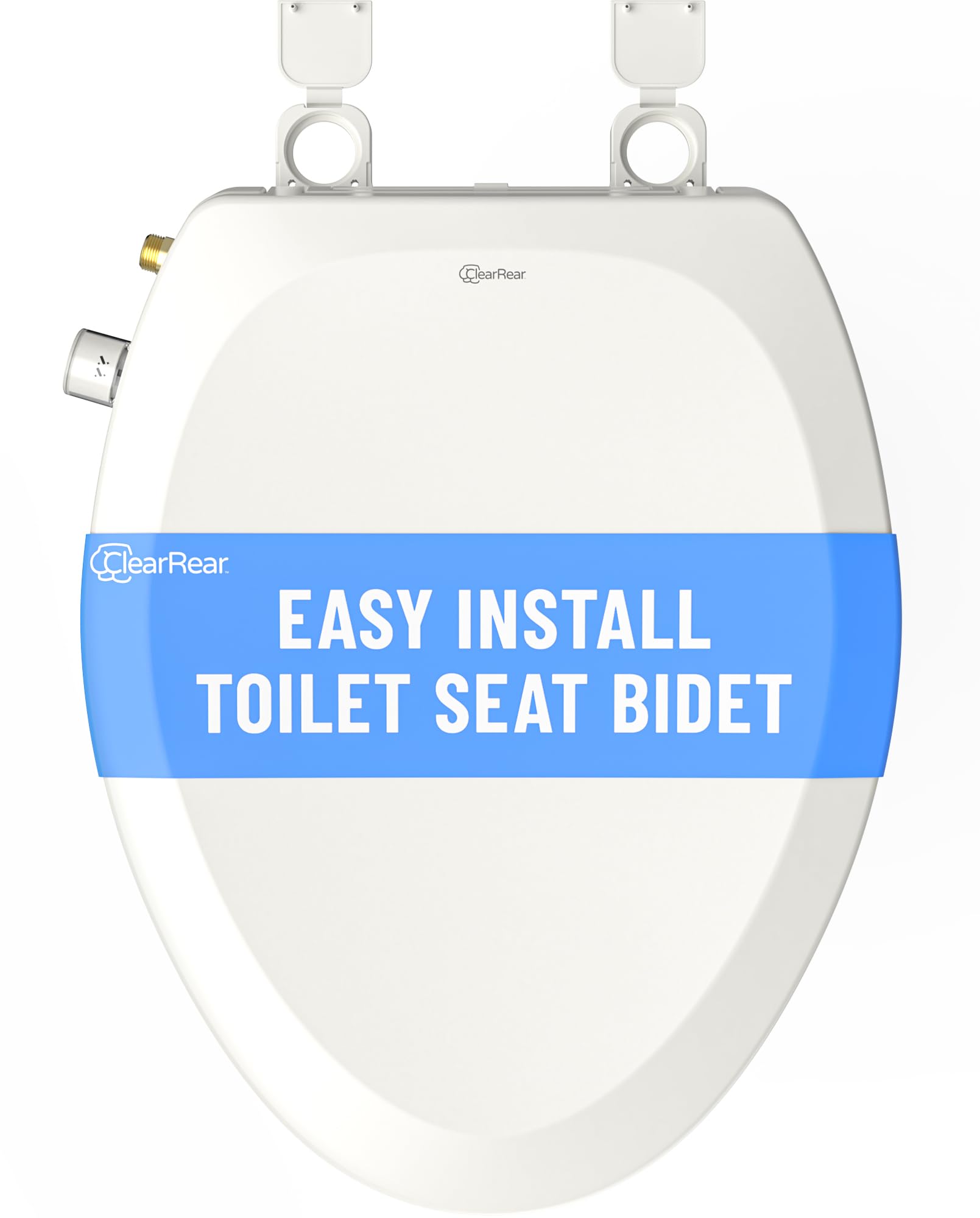 CLEAR REAR Elongated Bidet Toilet Seat – Non Electric Attachment for Toilets, Easy to Install Self Cleaning, Rear & Feminine Wash Nozzles, Adjustable Water Sprayer, Eco Friendly Hygienic Upgrade