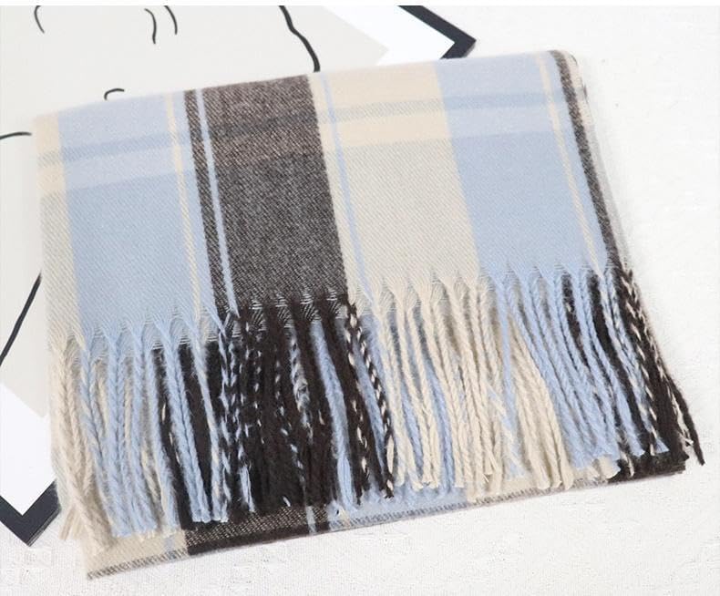 チェック柄マフラー グレー ブルー RAGEBLUE（レイジブルー） マフラー ストール 「UNISEX」カシミヤ