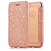 Produktbild Sycode Luxus Rose Gold Buchstil Überzug Silikon Zurück Cover mit Glänzend Glitzer Pu Leder Brieftasche für iPhone 6 4.7/6S 4.7 Zoll-Rose Gold