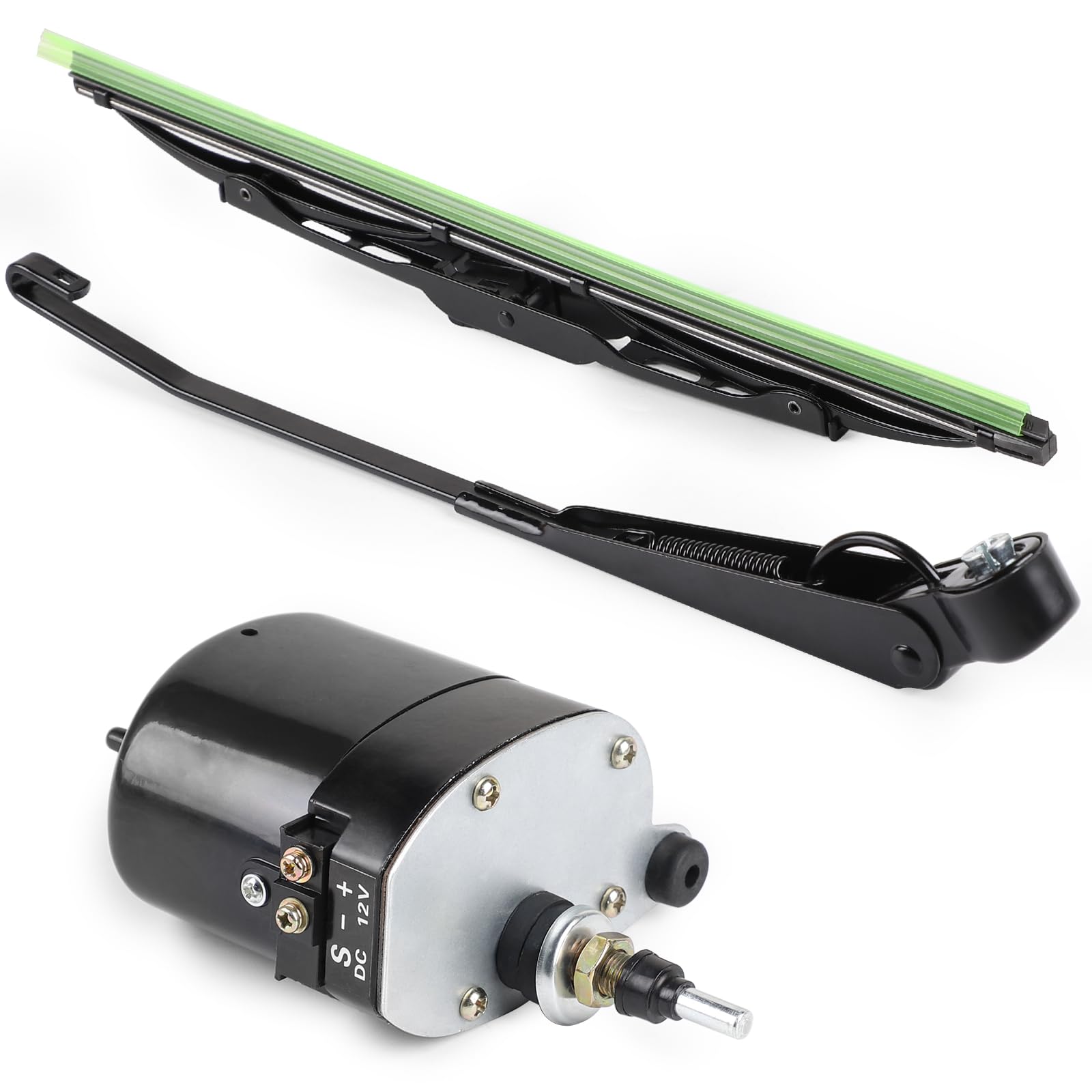 SWAWIS Motore Tergicristallo Universale 12V con Braccio e Lama 105° di Oscillazione Compatibile con Trattori, Jeep e Altri Veicoli