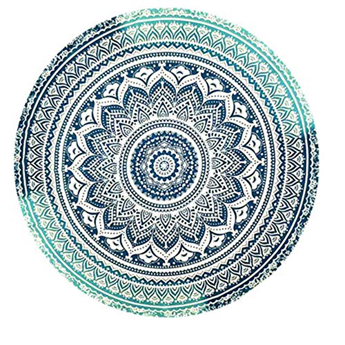 Ysoom Toalla de playa redonda bohemia manta de playa mandala redonda esterilla yoga meditación mantel picnic alfombra hecha a mano, 150 x 150 cm