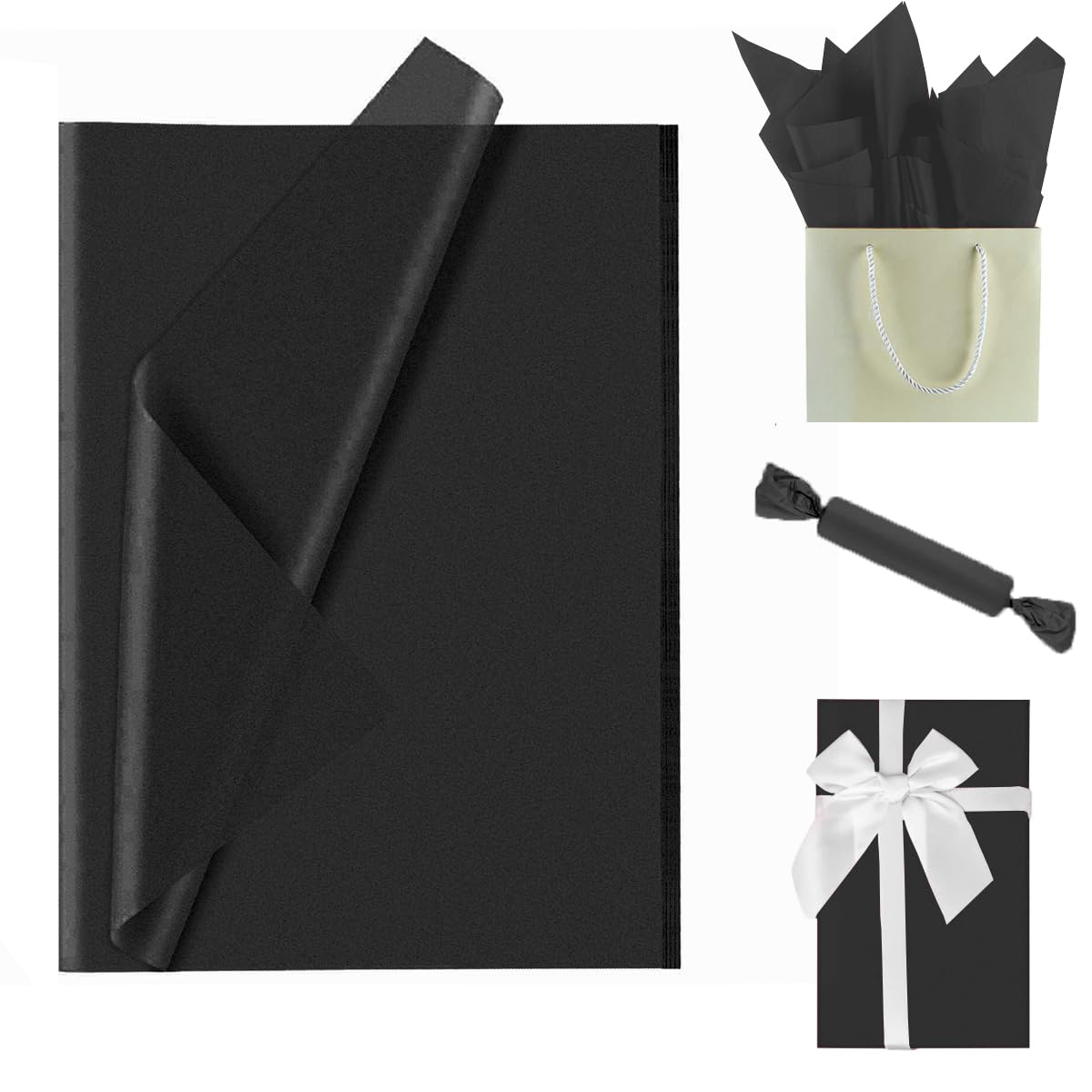 100/50 Sheets 20 Inch X 14 Inch Black Tissue Paper, Bulk, Suitable For Gift Bags, Wrapping Paper, DIY Crafts, Birthdays, Halloween, Holidays And Other Occasions - Product Video - View #5