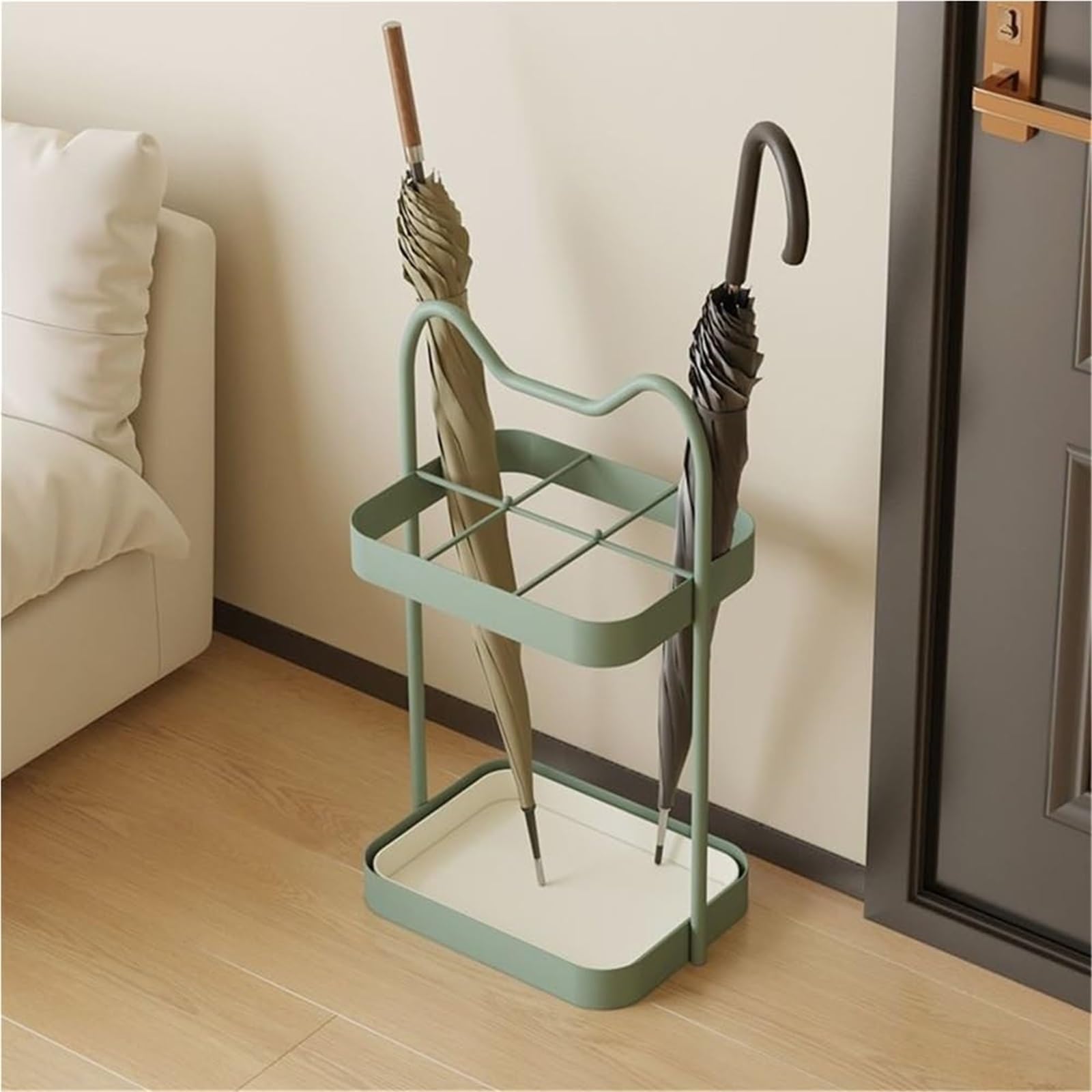 GYRAZXS Floor Standing Umbrella Holder and Drain Rack - Space-Saving Storage Solution for Hallways and Entrances