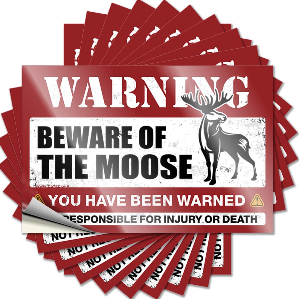 Fzfn Men's Colour Decals Garage Accessories For Durable Vinyl - Beware Of Moose Bottle For Military Use(8X12cm)