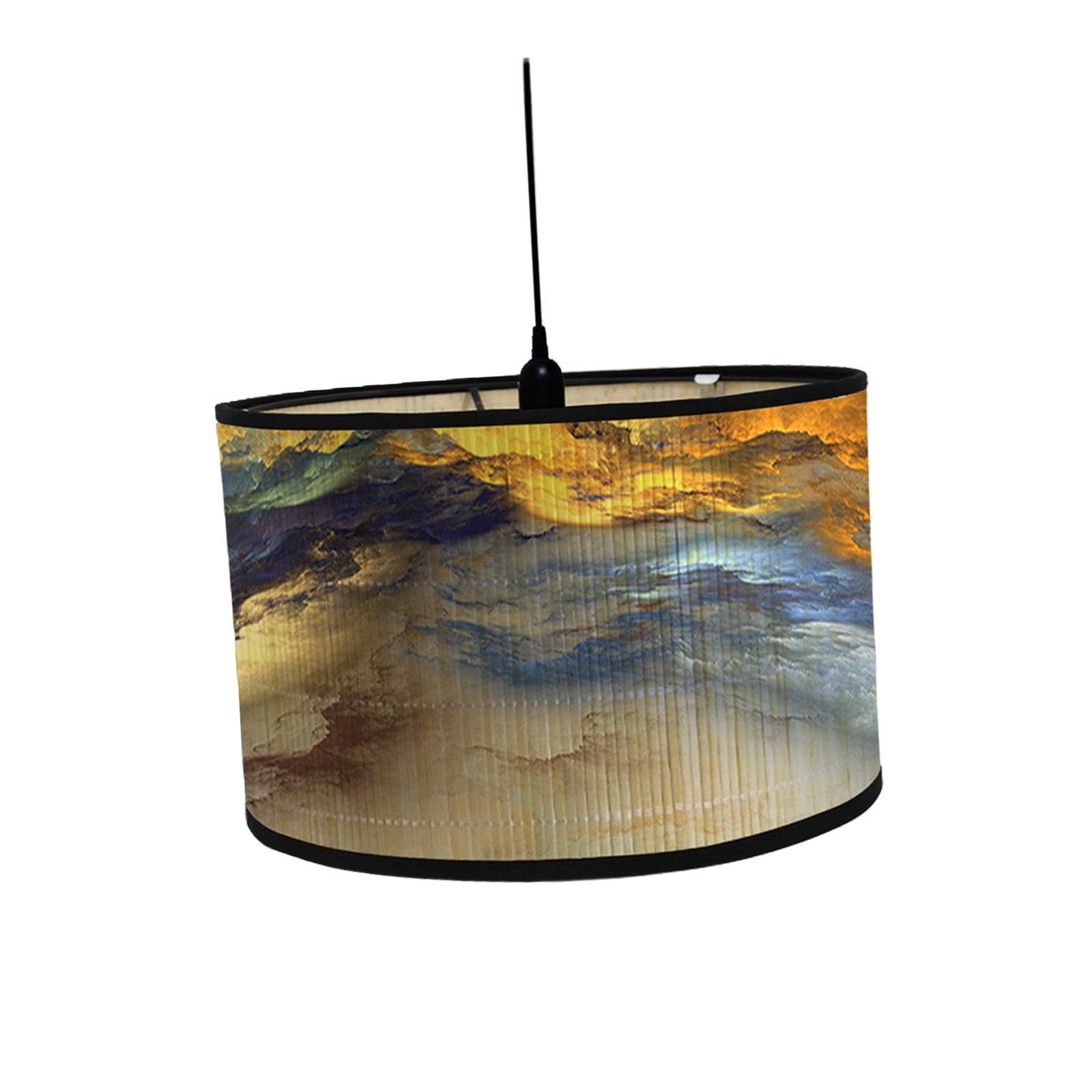 Mophrati Light For Creative Printed Pendant Lampshade Drum Lamp Shade Replacement Modern Cover Beautifully Crafted Lamp Cover Hanging Ceiling Pattern, Style A