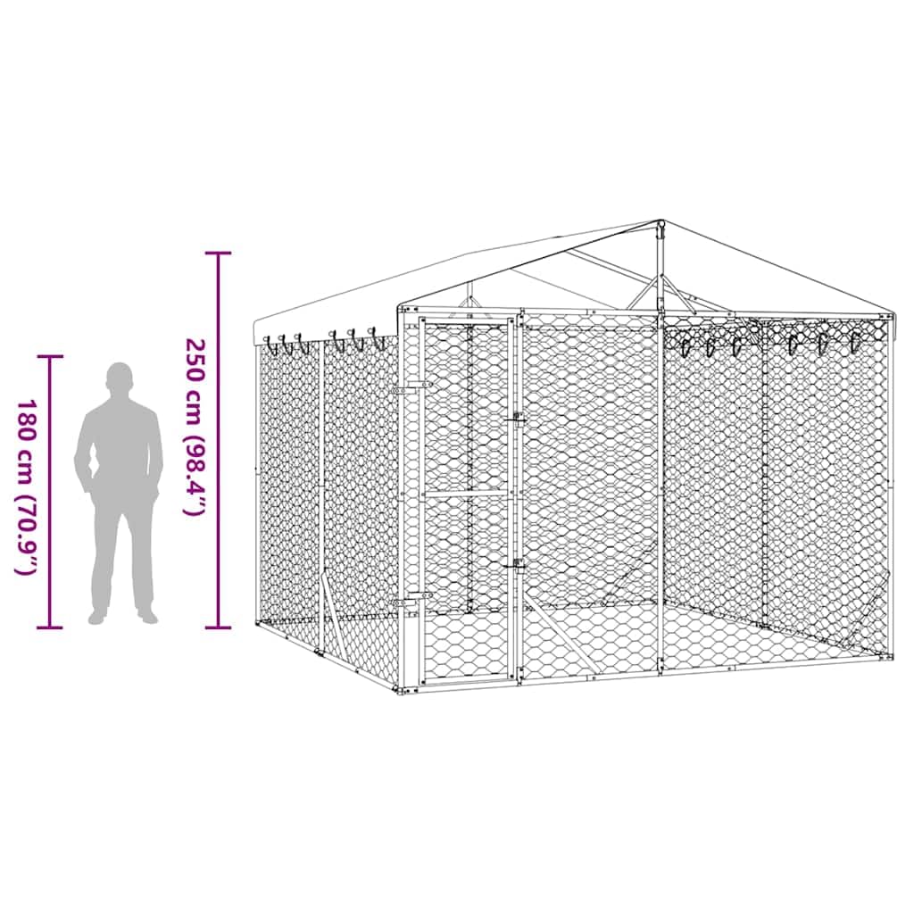 vidaXL Cuccia Cani da Esterno Tetto Argento 3x3x2,5 m Acciaio Zincato