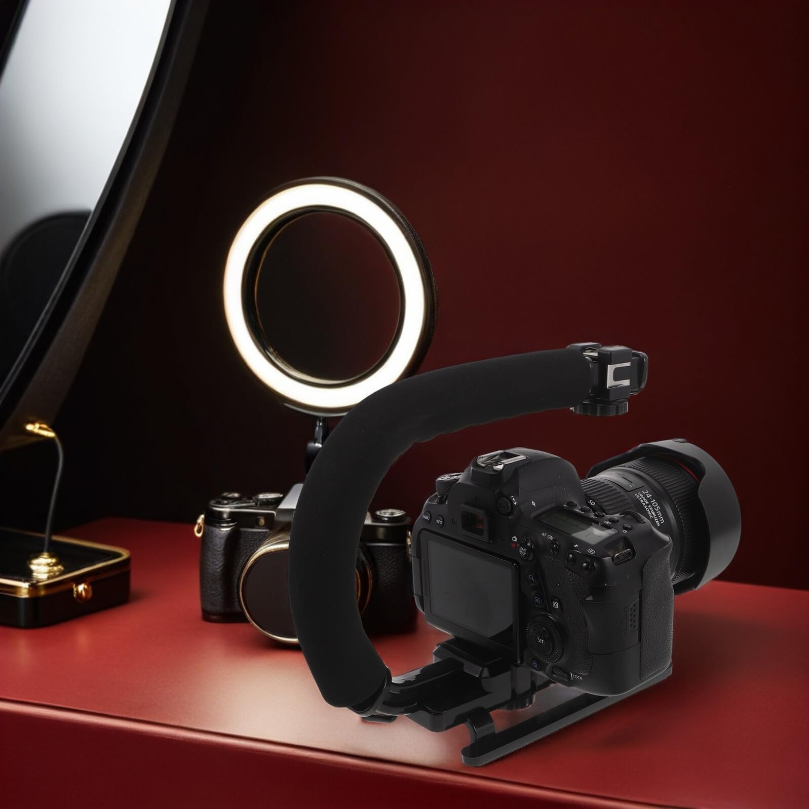 Angoily Stabilizzatore Manuale per Fotocamera Portatile Stabilizzatore Videocamera per Smartphone Dv Supporto Anti-vibrazione con Vite Lunga Kit Leggero e Compatto per Registrazioni