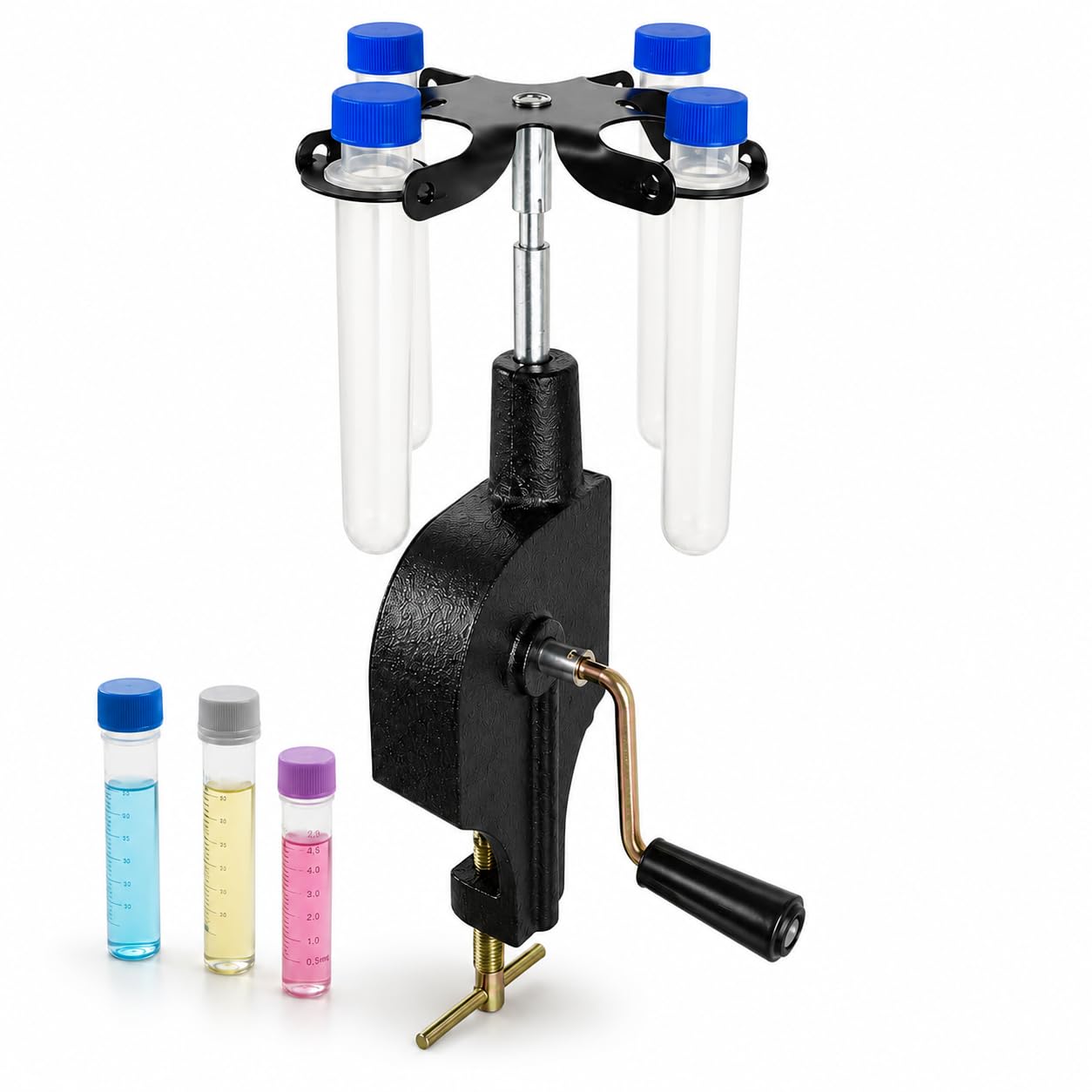 Centrífuga manual para 4 tubos de 15 ml, 1800 RPM, montaje en mesa