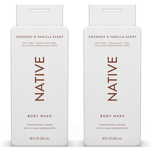 Native Body Wash Contains Naturally Derived Ingredients | For Women & Men, Sulfate, Paraben, & Dye Free Leaving Skin Soft and Hydrated | Coconut & Vanilla 18 oz - 2 Pk