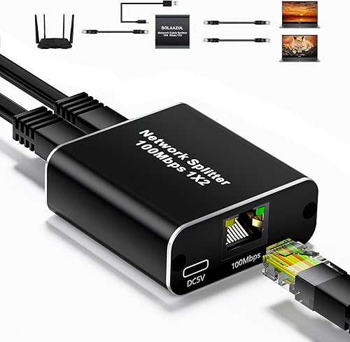 Miniatura 9 de Divisor Ethernet 1 en 2 salidas de alta velocidad, BolAAzuL 1000Mbps LANInternet Divisor de cable 1x2 Gigabit Cat567 1 a 2, conector de extensión de