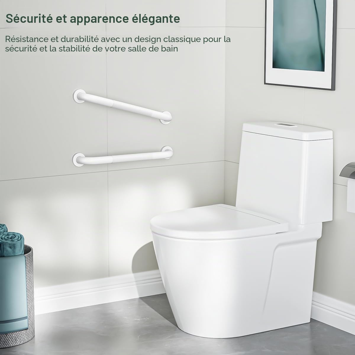 FANHAO 2 Barres d'appui de Salle de Bain en Acier Inoxydable SUS304 avec Poignée Antidérapante pour Toilettes, Baignoire, Salle de Bain, Rampe d'escalier -41cm