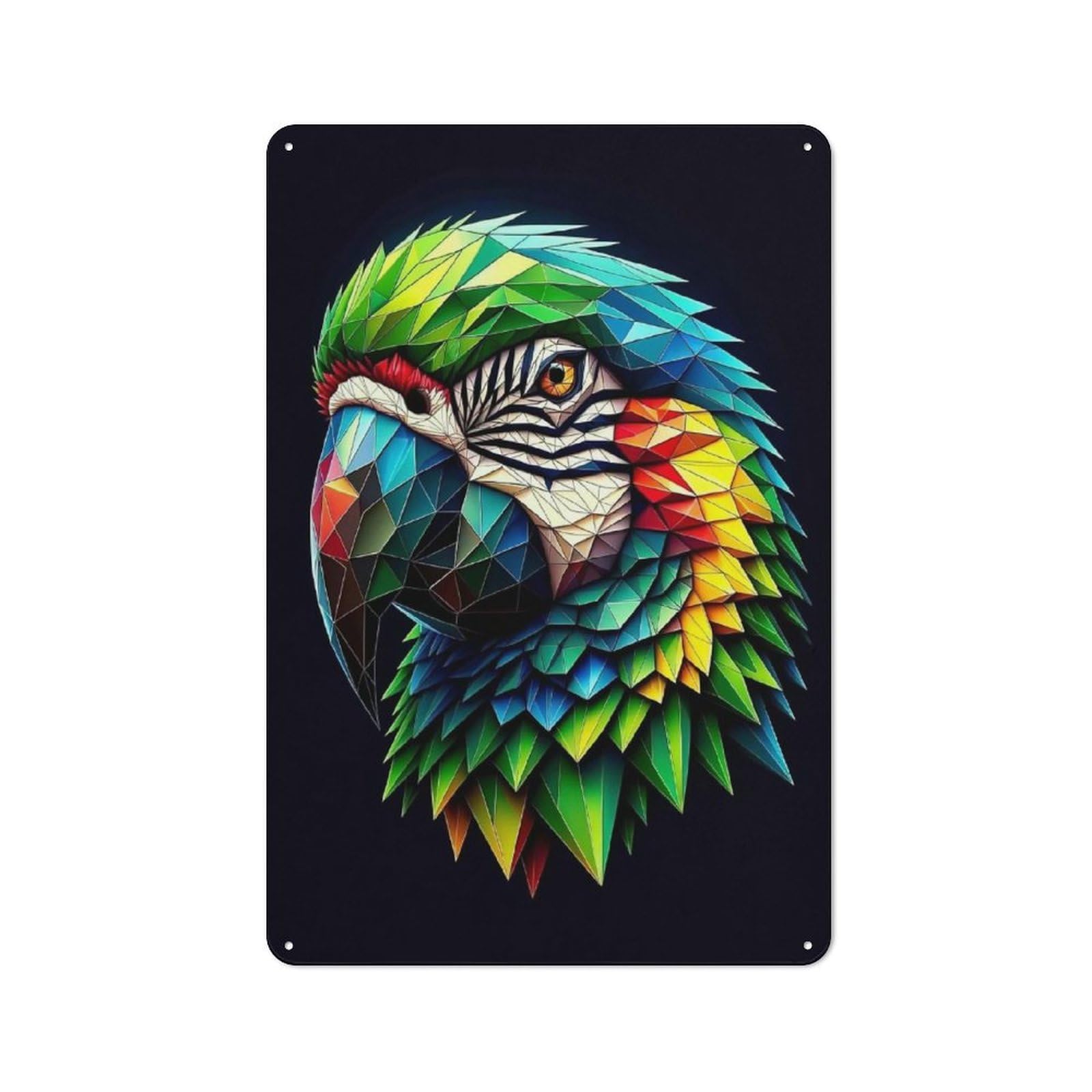 Geometric Parrot Metal Wall Plaque, Easy to Hang Plaque for Living Room, Hallway, Kitchen Or Pet Corner, 30x20cm