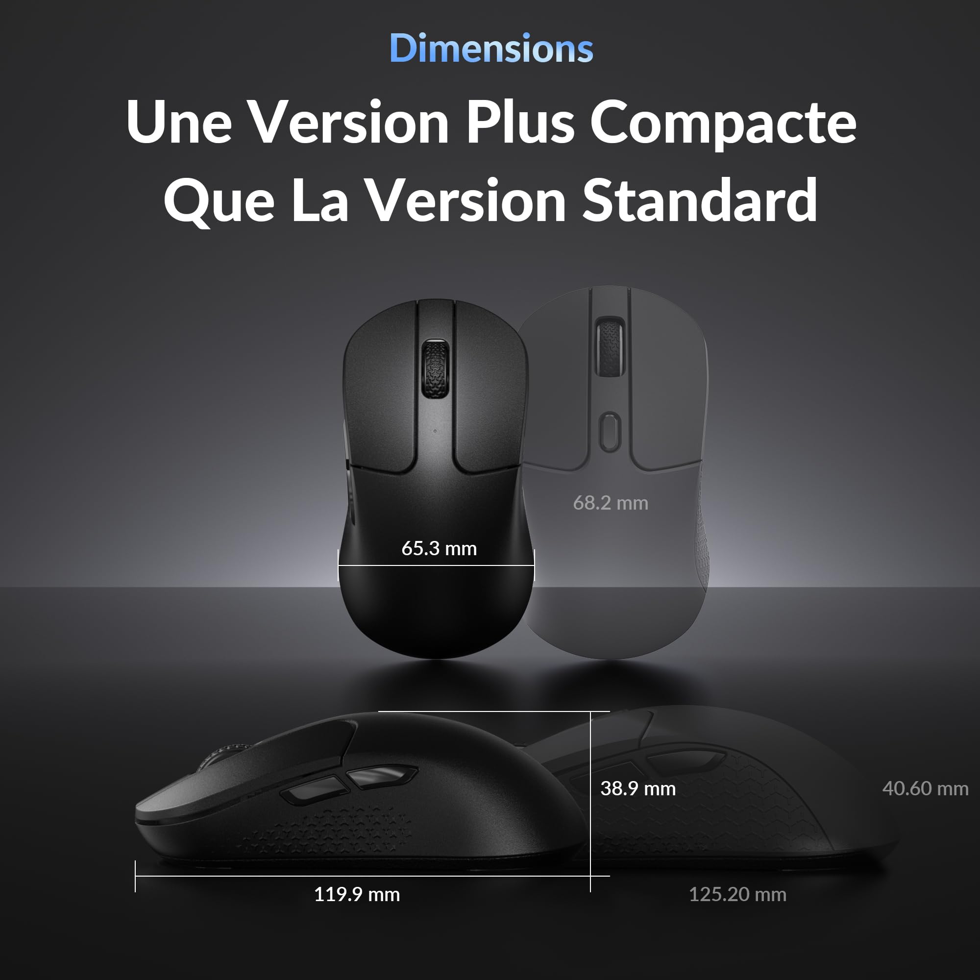 Keychron M3 Mini 8K Souris Gaming, 2,4 GHz/Bluetooth 5,3/Filaire, 55g Ultra-légère, 8000 Hz, Capteur PixArt 3950, Programmable avec Launcher, 30 000 DPI/750 IPS, pour Windows, Mac et Linux - Noir