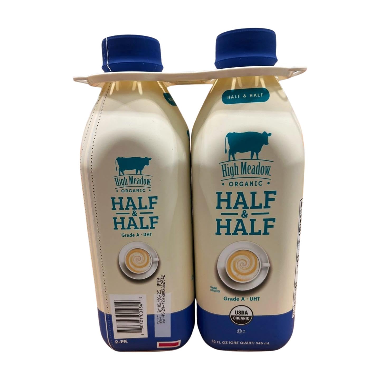 Half and Half Organic Grade A UHT, Pack of 6, 32 FL OZ (946 ml) Each