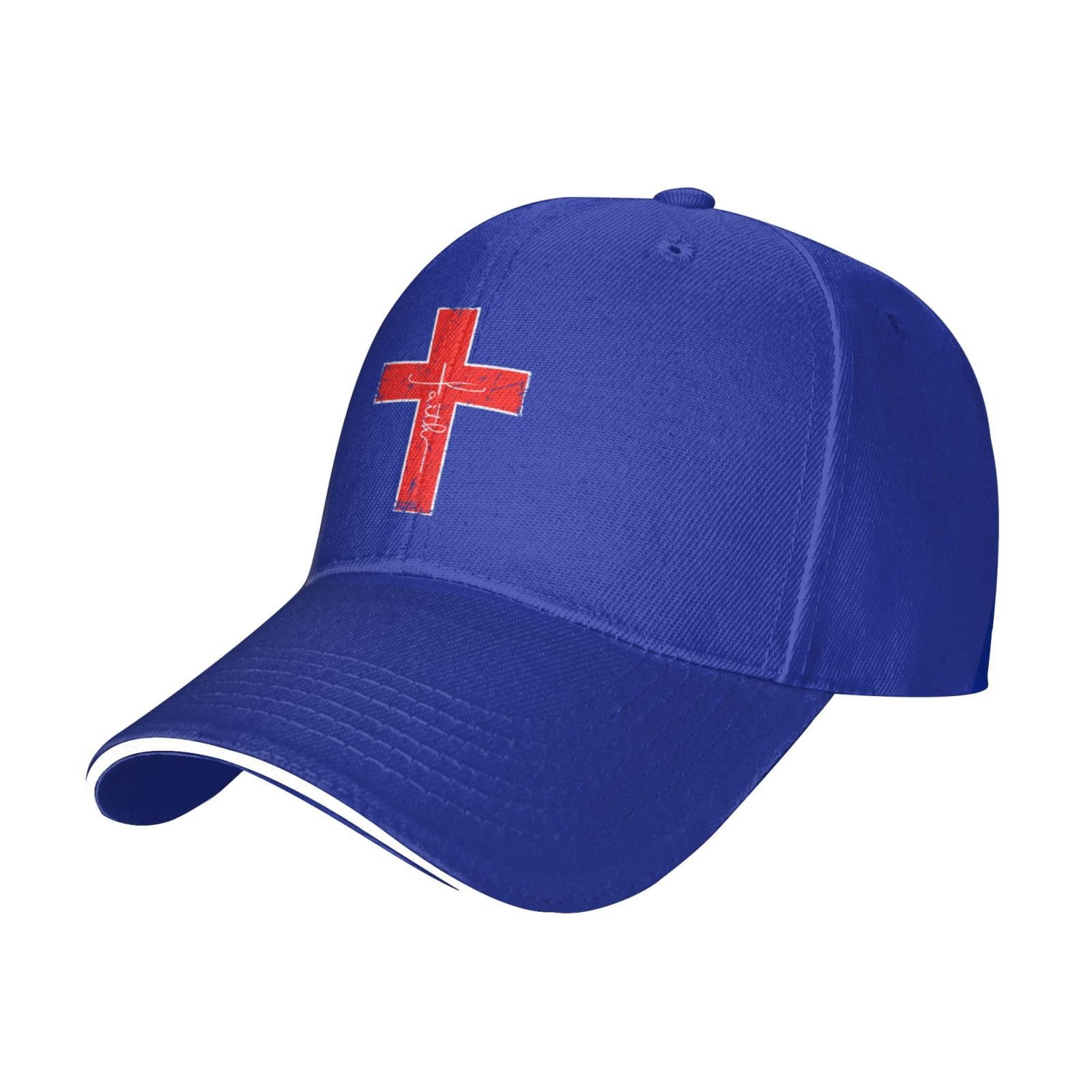 Faith Red Cross Jesus Christ Prayer Love Christian Baseball Hats for Men Adjustable Dad Hat Trucker Cap,Black