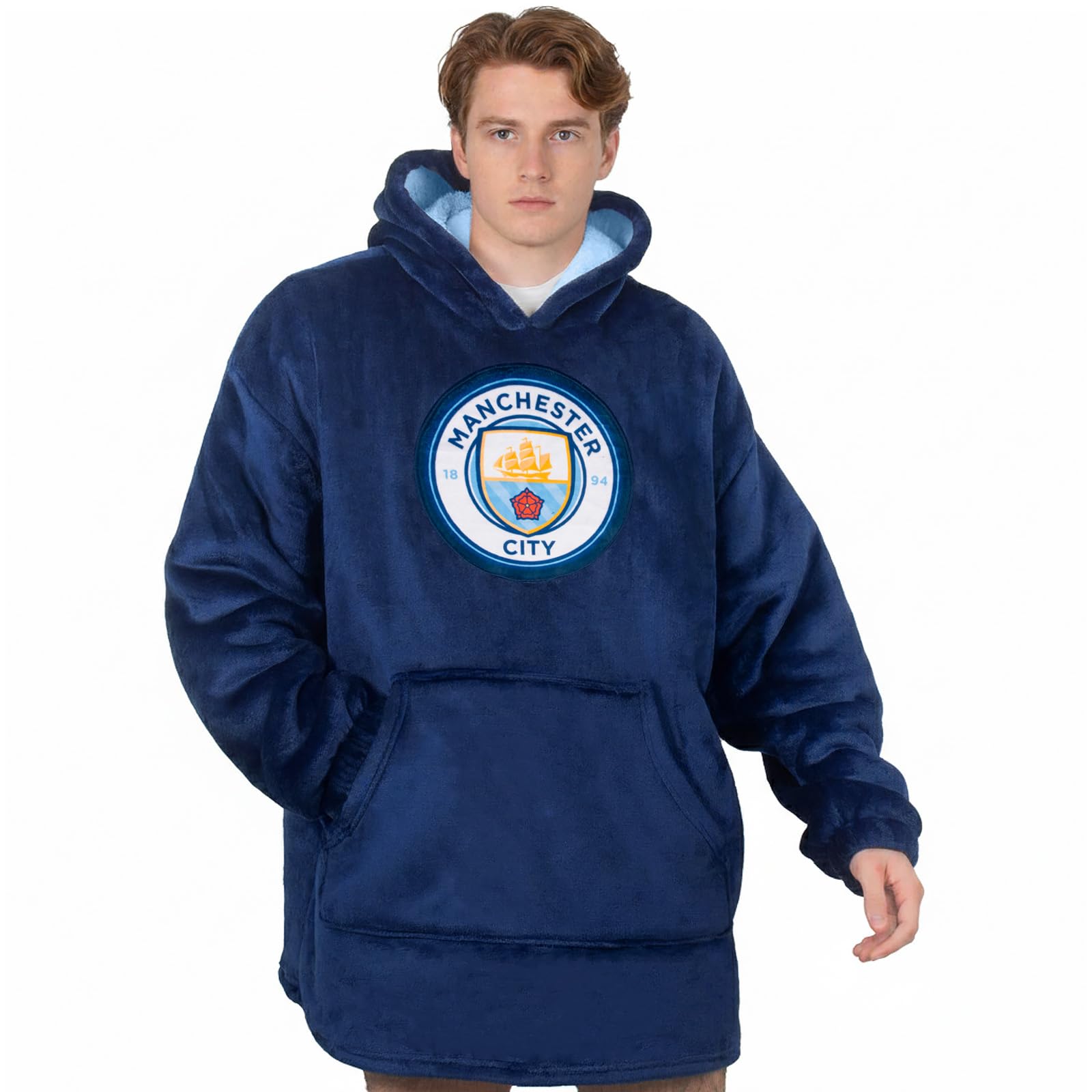 Manchester City FC - Men's Hoodie Blanket - Oversized - Fleece Lined - Navy - S/M