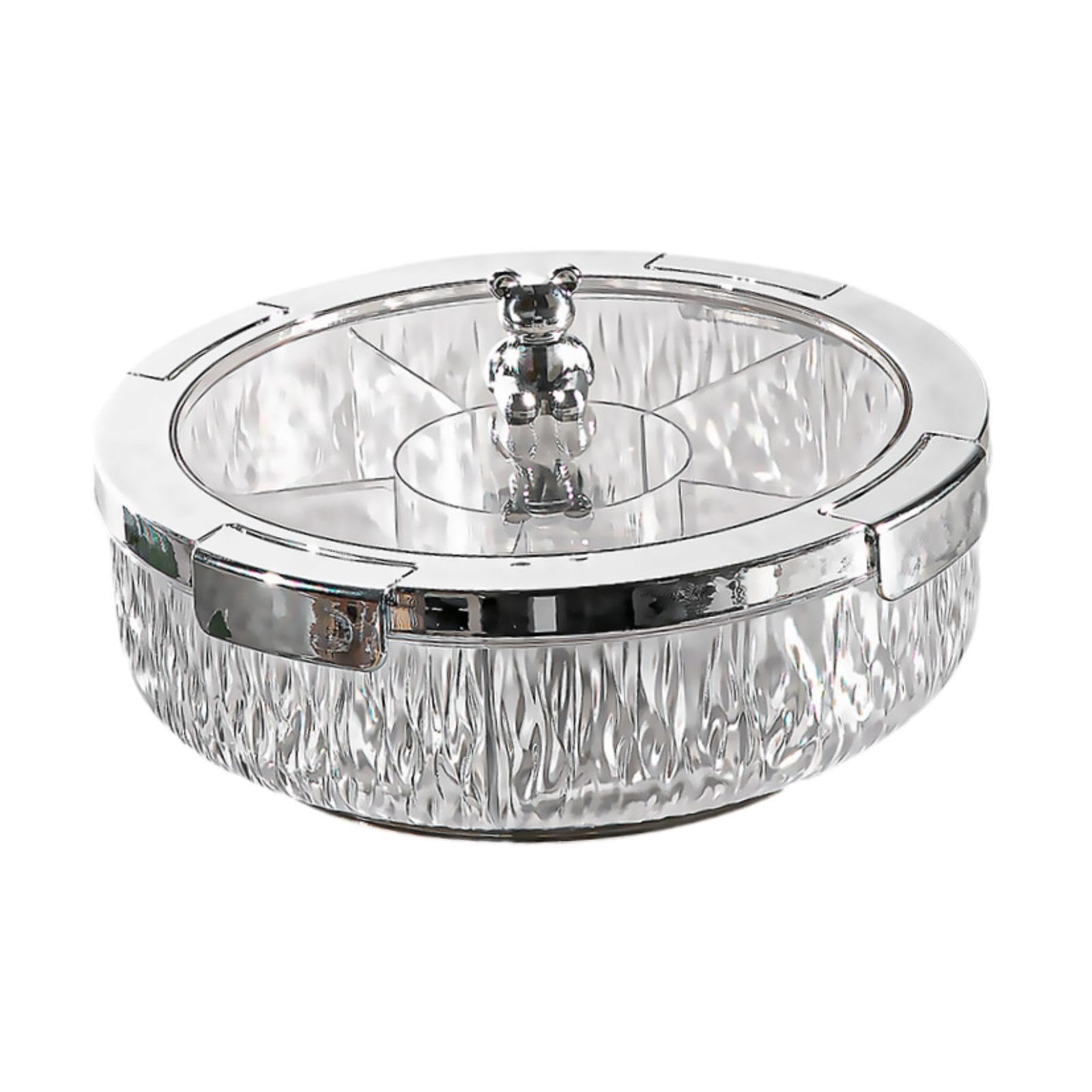 F Fityle Assiette de Fruits secs, Bonbons, Noix, Plat de décoration pour la Maison avec Compartiment, Plateau de Service Rotatif divisé, Assiette d'apéritif, Blanc