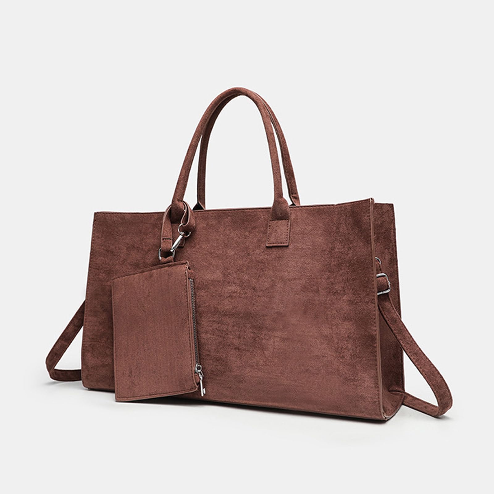 Borsa a tracolla organizzata in pelle scamosciata Set Portamonete staccabile Scomparti multipli Portamonete staccabile facile da viaggiare