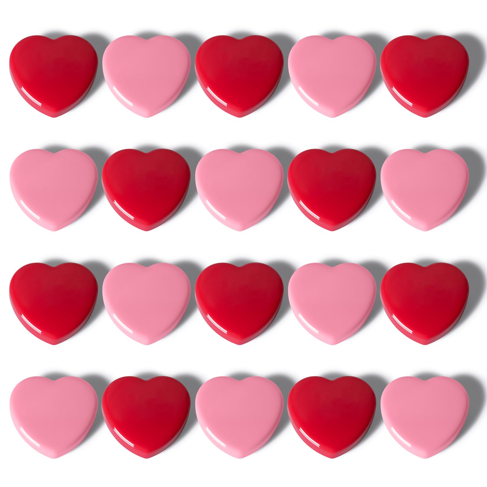 PYJLBX 20PCS Fridge Magnets - Cute Heart Strong Magnet, Decorative Small Magnets for Whiteboard, Crafts, Notice Board - Mini Heavy Duty Magnets for Adults, Home, Kitchen, School & Office (Red+Pink)