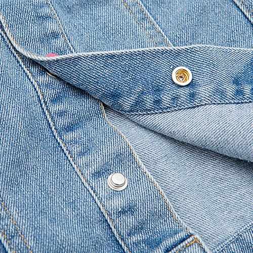 Girls Denim Jacket Solid Lapel Windproof Button Letter Print Outwear Kids Warm Long Sleeve Jackets with Pocket2