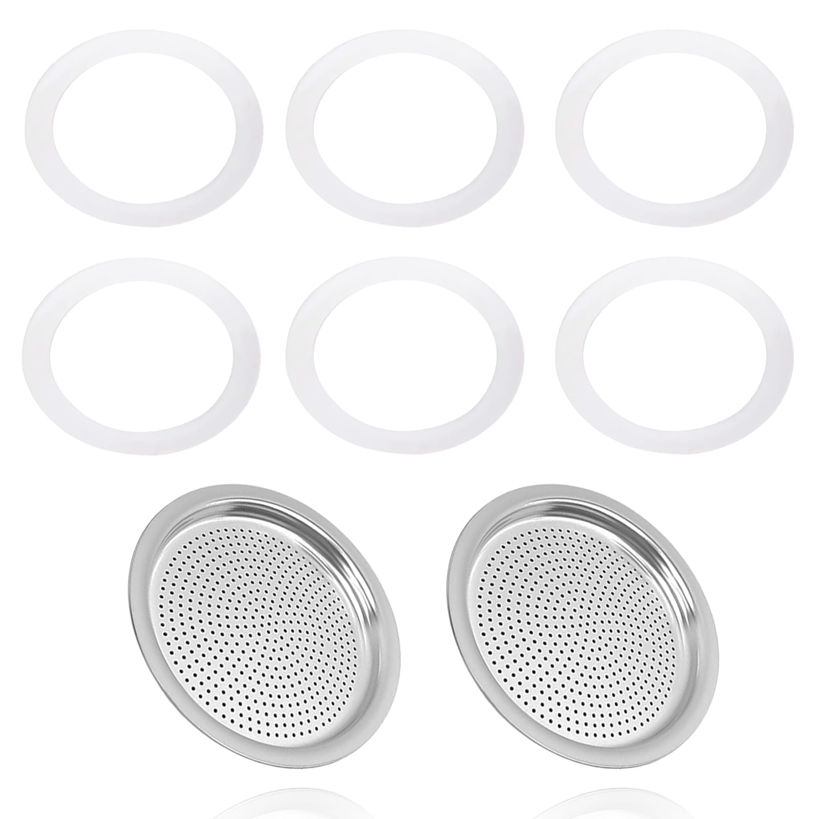 8 Pcs Moka Pot Filter Set, 9 Cups(420ML / 14.2OZ), Compatible with Bialett