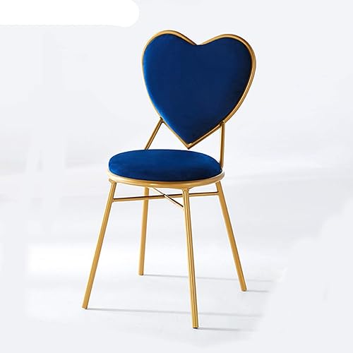 JHSLXD Silla de maquillaje con forma de amor, silla de maquillaje dorada para restaurante, silla de comedor multiusos, silla de salón para niña,