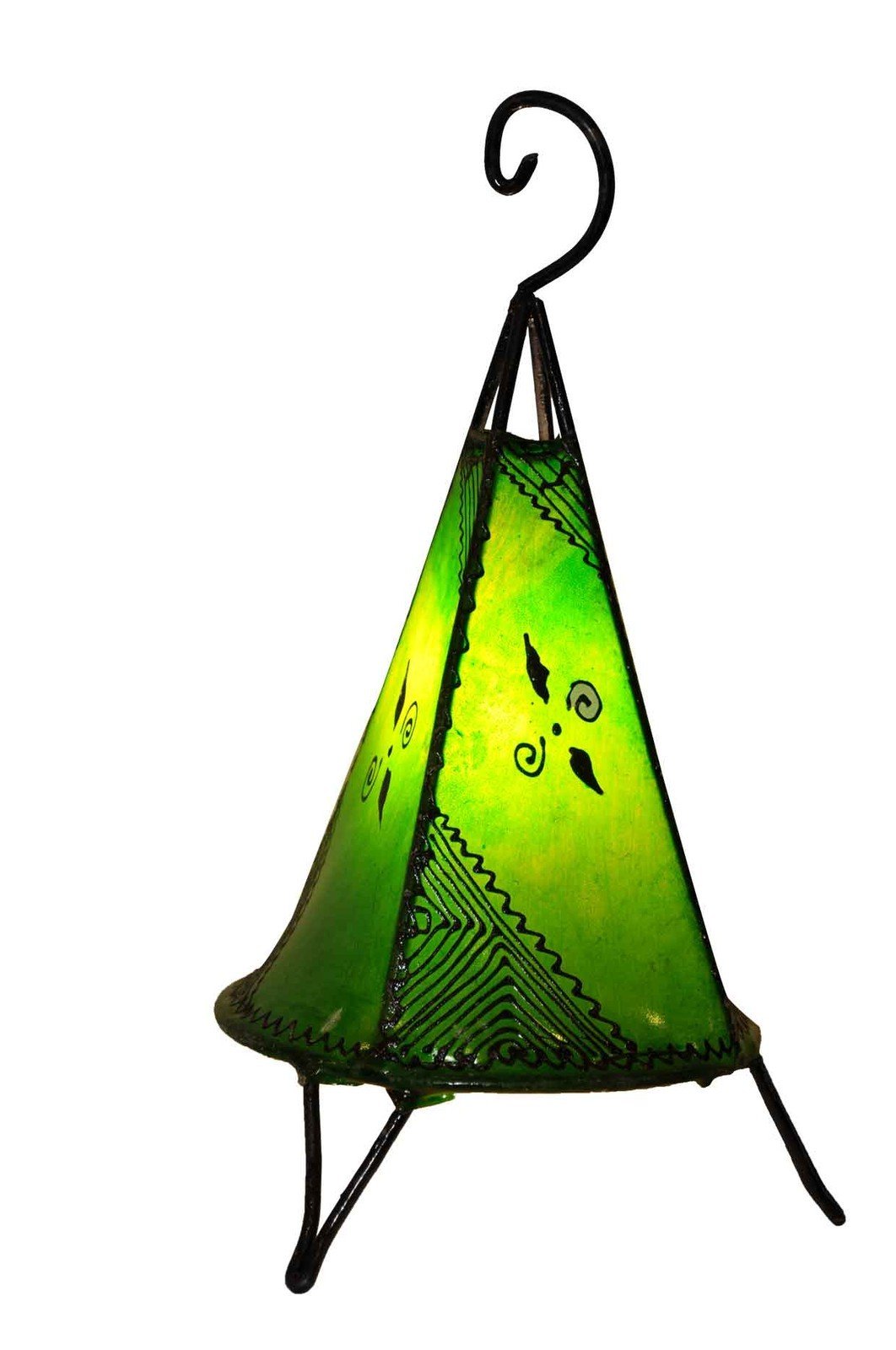 Maison Andaluz Green Plain Moroccan Henna Table Lamp- Pyramid Round- 38Cm - Winter Offer