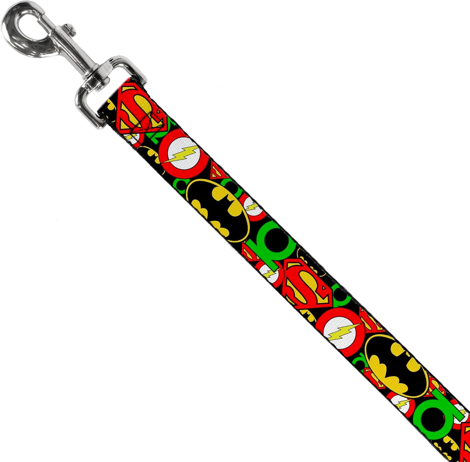 Buckle-Down Pet Leash - Justice League Stacked Logos - 4 Feet Long - 1.5" Wide