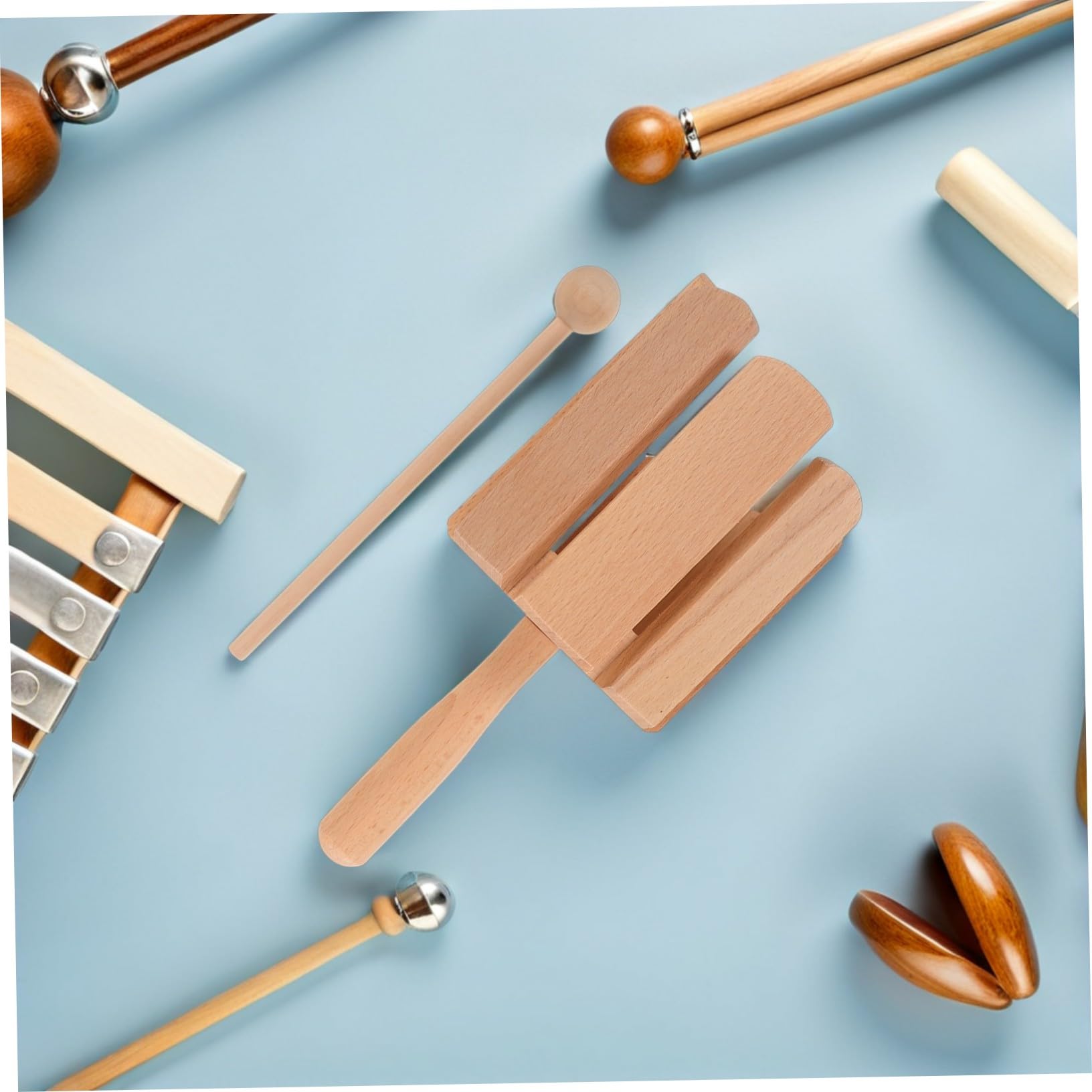 TOYANDONA 2pezzi Strumento Percussione in Legno per Ragazzo Ragazza Ragazza Toni Orff Giocattolo Musicale Educativo con Mazza per Ragazzo in Età Prescolare