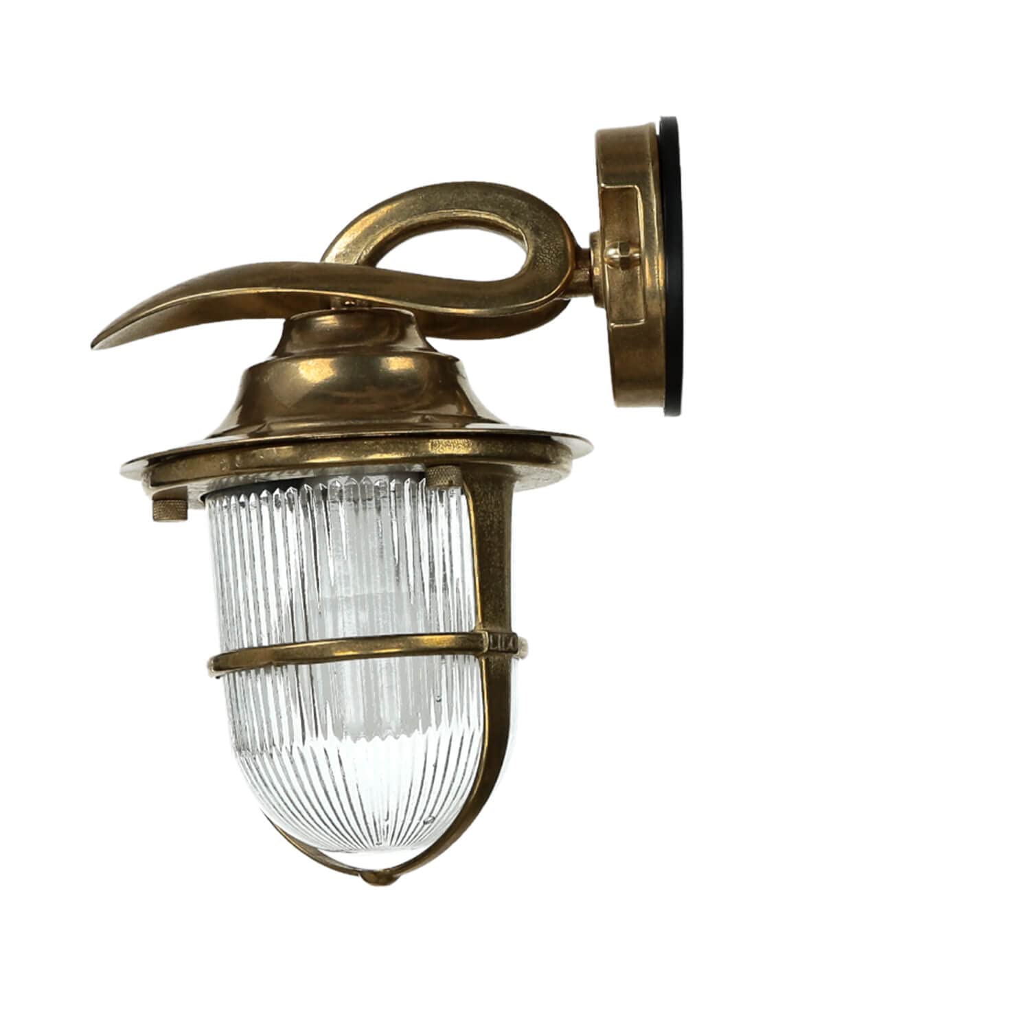 Applique da esterno in ottone vetro rigato in ottone IP64 terrazza casa D: 20 cm E27 max 18W Lanterna rustica Lampada da esterno marittima da giardino