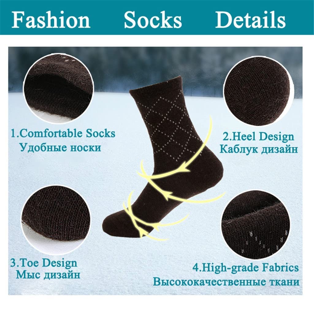 5 Pares/Lote Calcetines de Lana Hombres Invierno Cashmere Transpirable Calcetines Casuales Masculinos Dulce Regalo (Color: T Tamaño: Un tamaño) (Color : A, Size : One Size)
