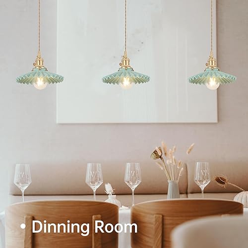 Miniatura 104 de Lámpara colgante con pantalla de cristal ámbar Scindapsus de cristal, lámpara colgante vintage de latón, luz colgante ajustable para cocina, isla