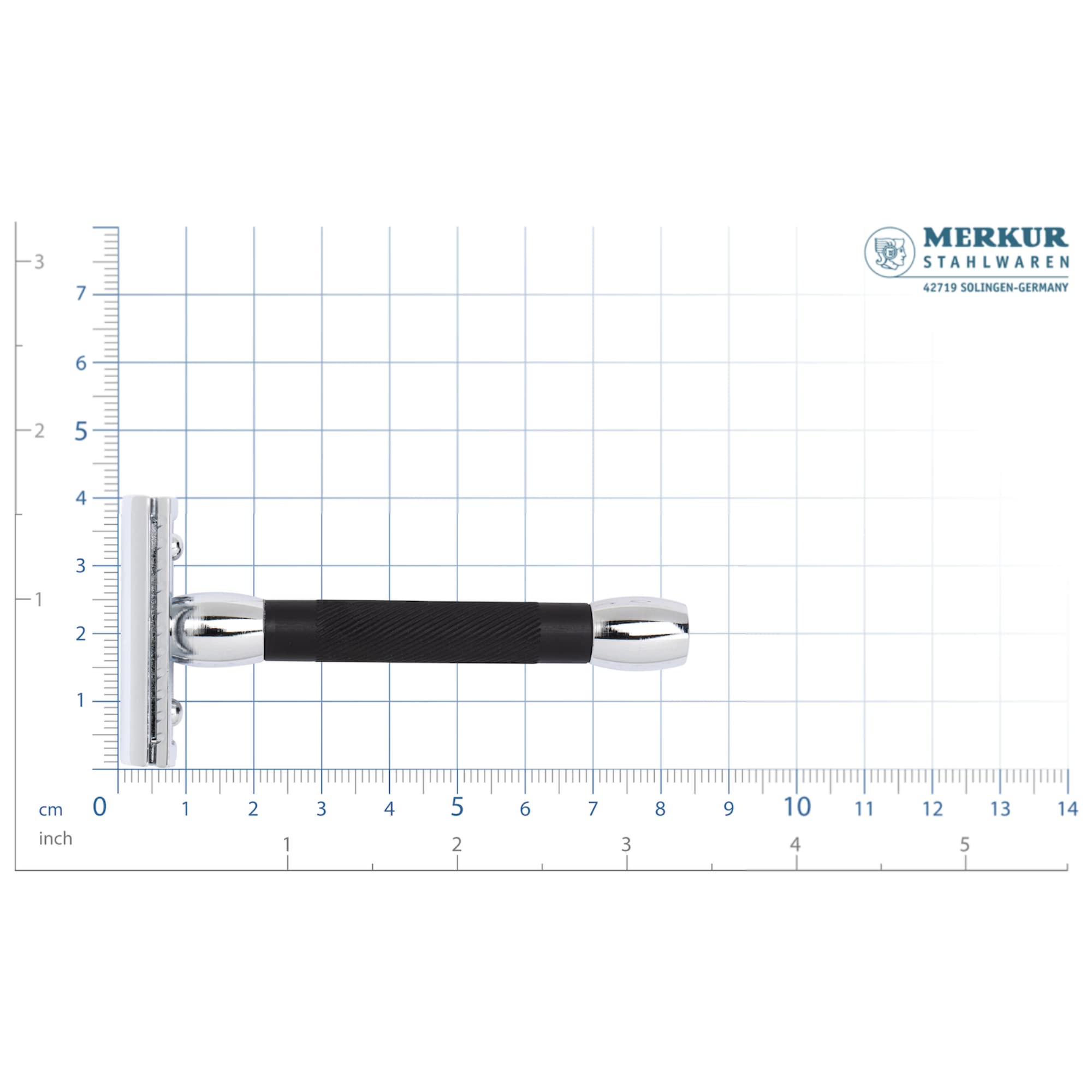 MERKUR Rasierhobel 30C | Glanzchrom/Schwarz | Dreiteiliger Rasierer mit geradem Schnitt | Rasierhobel mit geschlossenem Kamm | Ideal für Nassrasur | Zink, Aluminium, Messing | Made in Germany