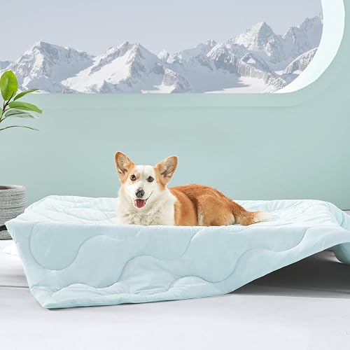MIXJOY Cooling Blanket for Large Dogs Breathable, Dual-Sided Q-MAX>0.5, Lightwei