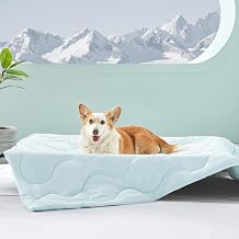 MIXJOY Cooling Blanket for Large Dogs Breathable, Dual-Sided Q-MAX>0.5, Lightweight Pet Cooling Throw Blanket Summer for Sofa & Elevated Dog Bed, Washable Soft Cat Cold Mat Durable, Aqua Blue, 40x50
