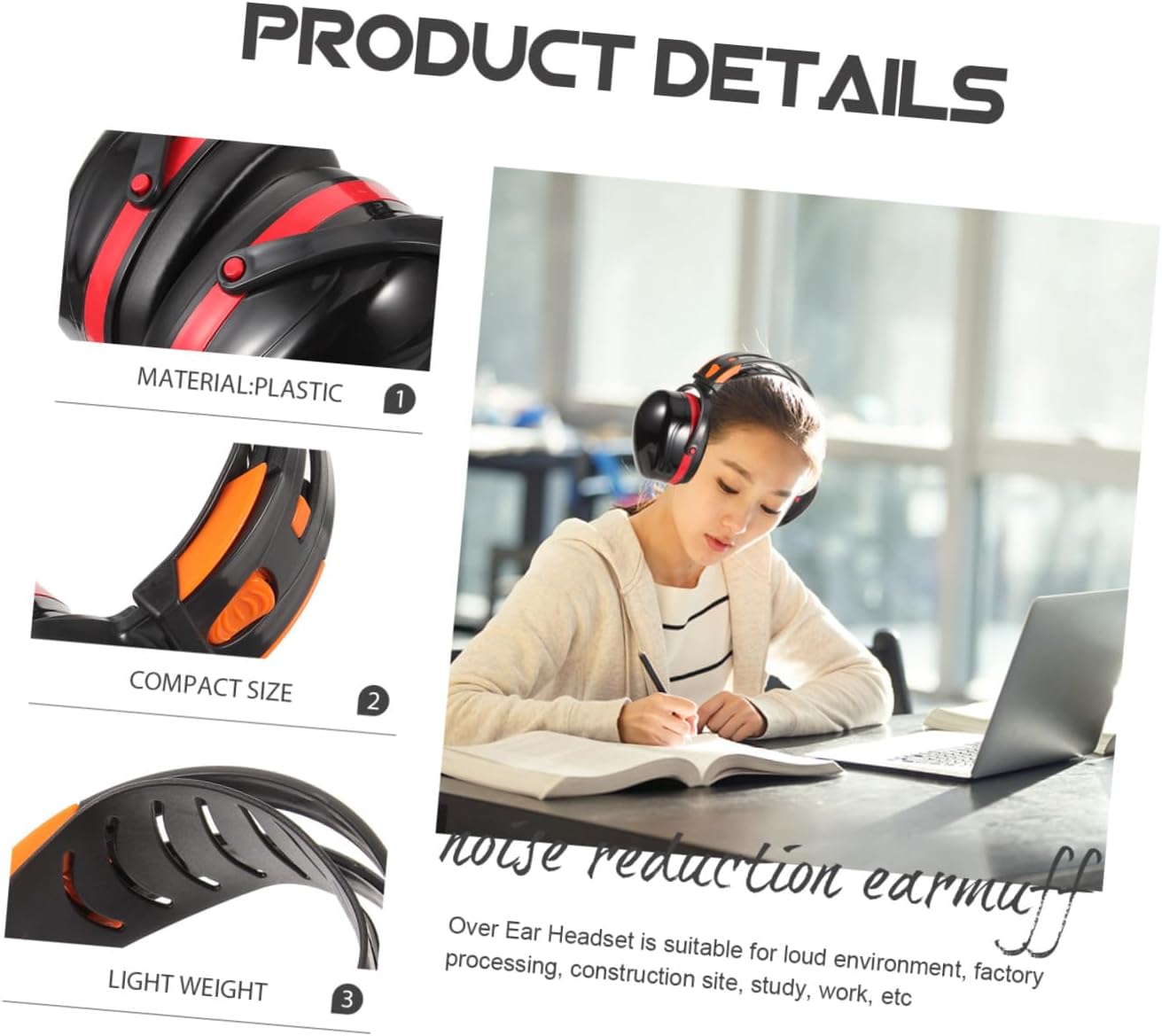 Angoily 5pcs Noise Reduction Drummer Headphones Ear Protection over Ear Headset for Sound Insulation Noise-canceling Headphones Stereo Sound Earmuff for Outdoor Activities